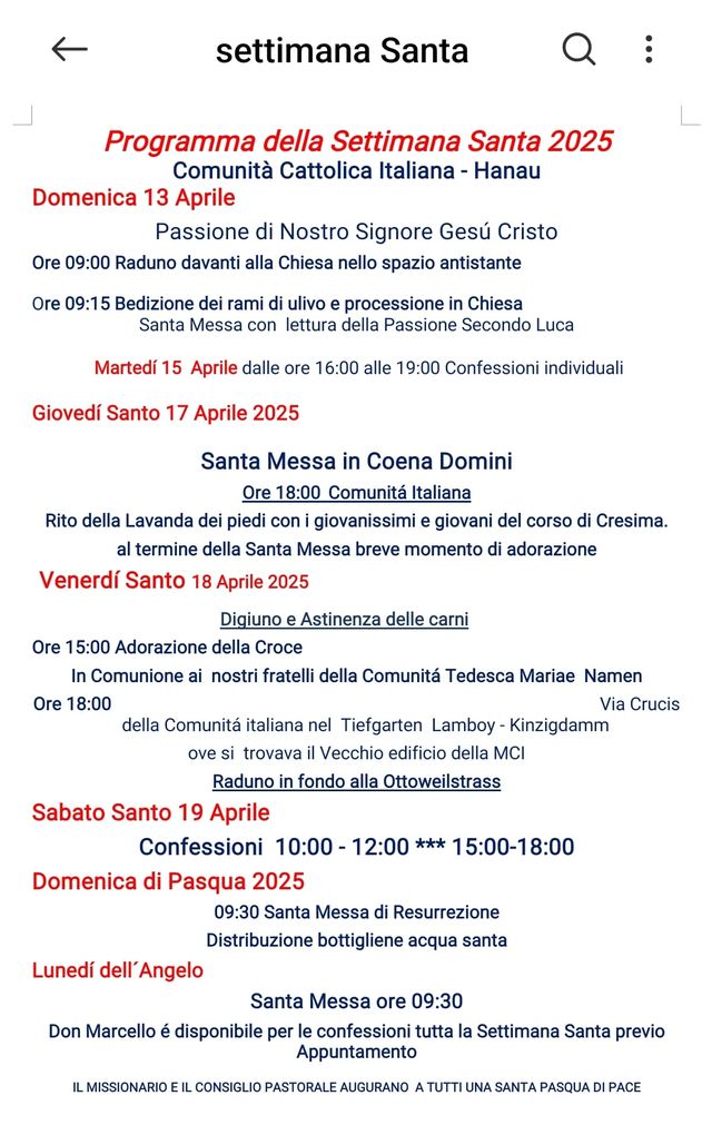 Programa Sant Settimana